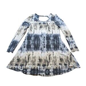 Entro Women's Tie Dye Stretch Knit Key Hole Back Long Sleeves Dress Size Small